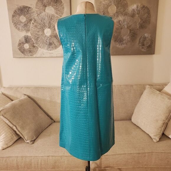 NEW Halogen x Atlantic-Pacific Croc Embossed Faux Leather Shift Dress size Small - Picture 8 of 13
